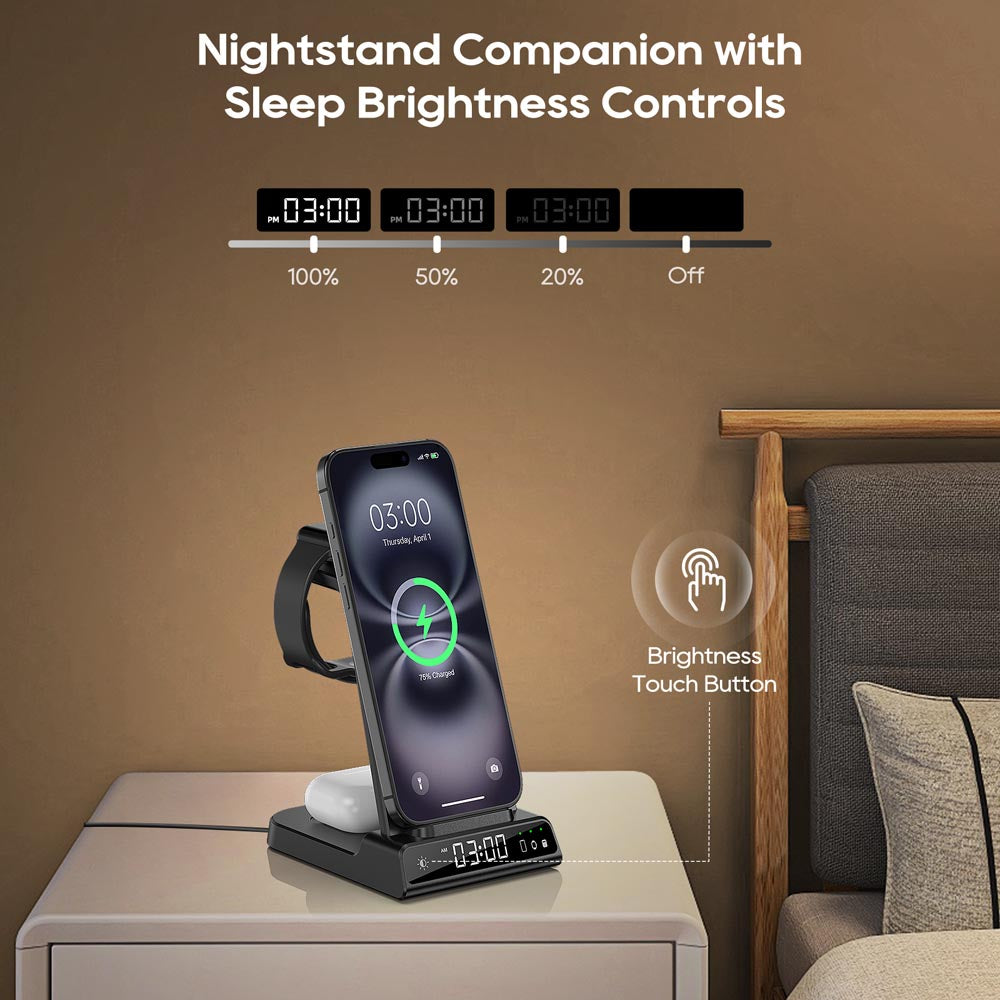 Elecdov CO2N 3 In 1 Magnetic Charging Nightstand Companion withSleep Brightness Controls