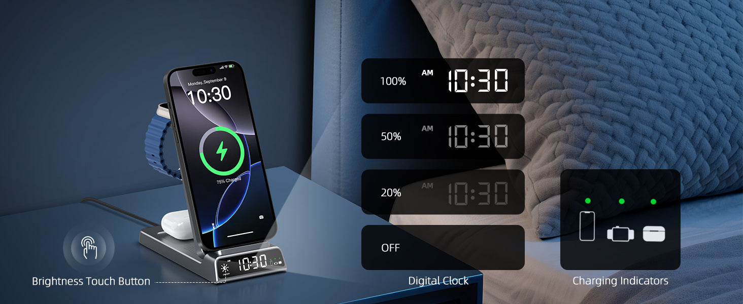 CE19A Bedroom Charging with Clock Display