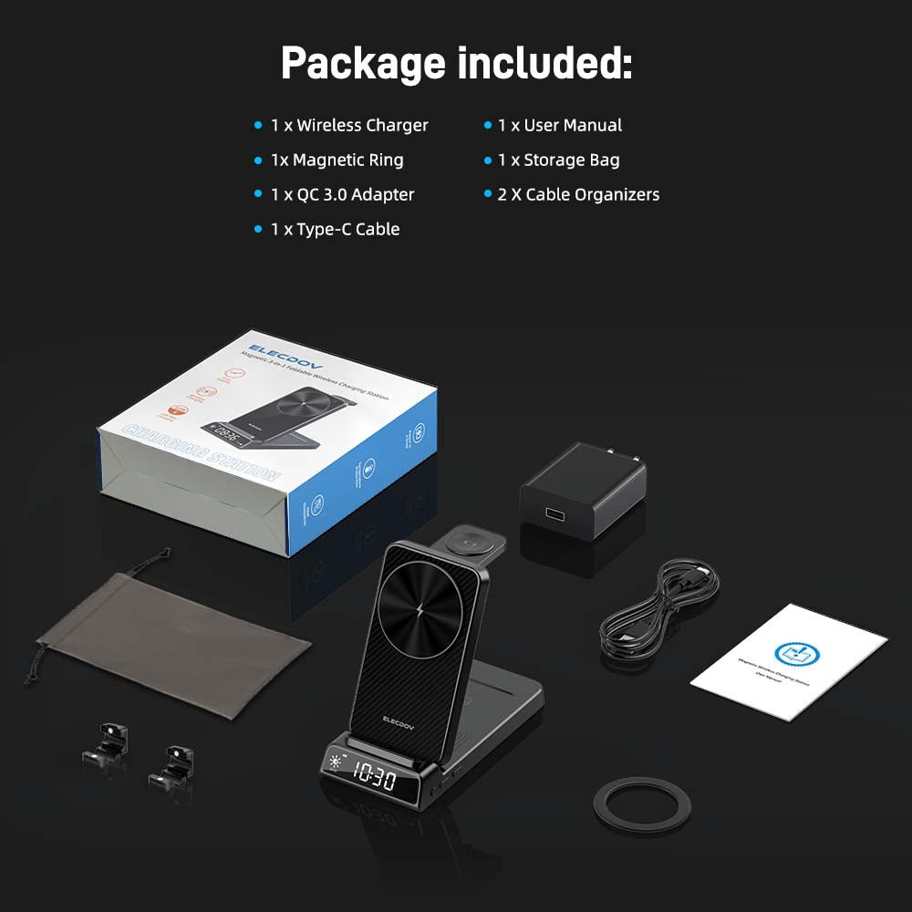 Elecdov CE19A-CF 3 In 1 Magnetic Charging Charger Packing List