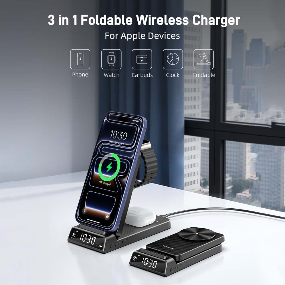 Elecdov CE19A-CF 3 In 1 Magnetic Charging Station for Apple,Includes Charger Plug
