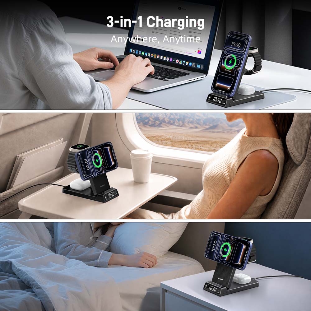 Elecdov CE19A-CF 3 In 1 Magnetic Charging Wireless charging wherever you are