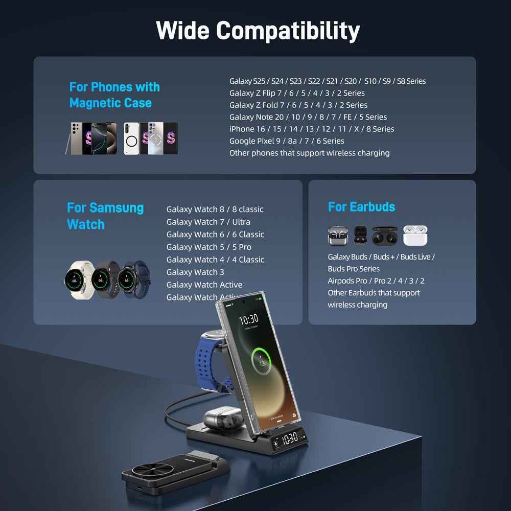 Elecdov CE19S-CF 3 In 1 Magnetic Charging Wide Compatibility Various Samsung devices