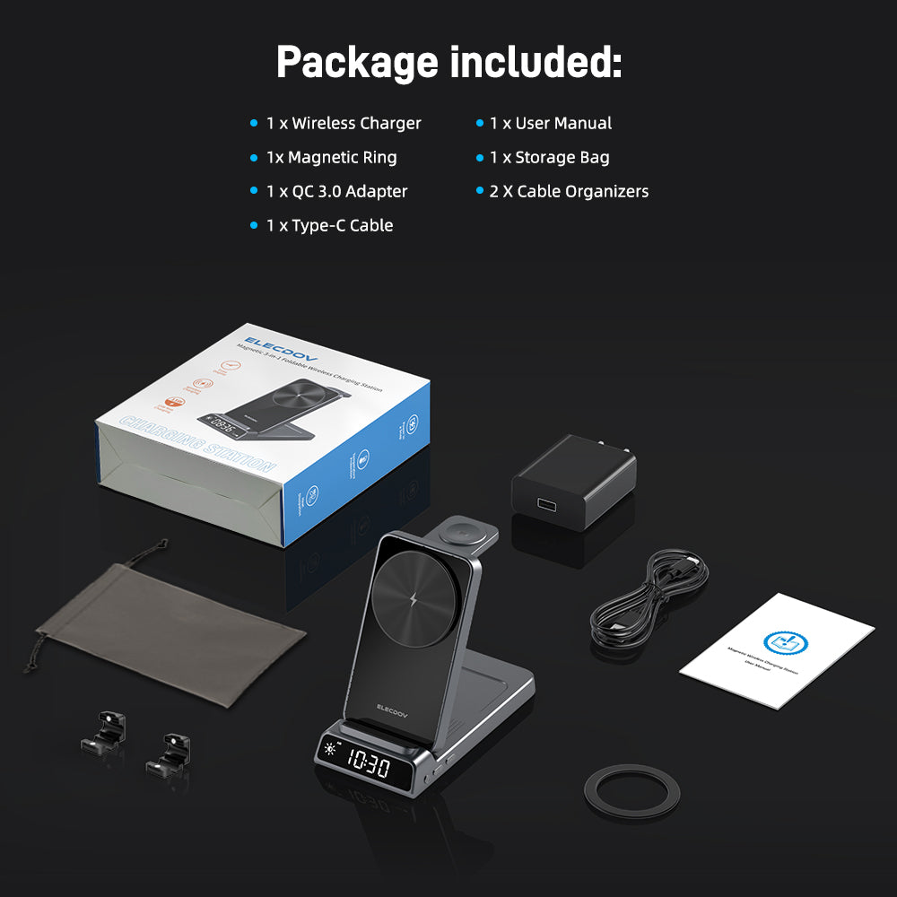 Elecdov CE19A 3 In 1 Magnetic Charging Station for iPhone