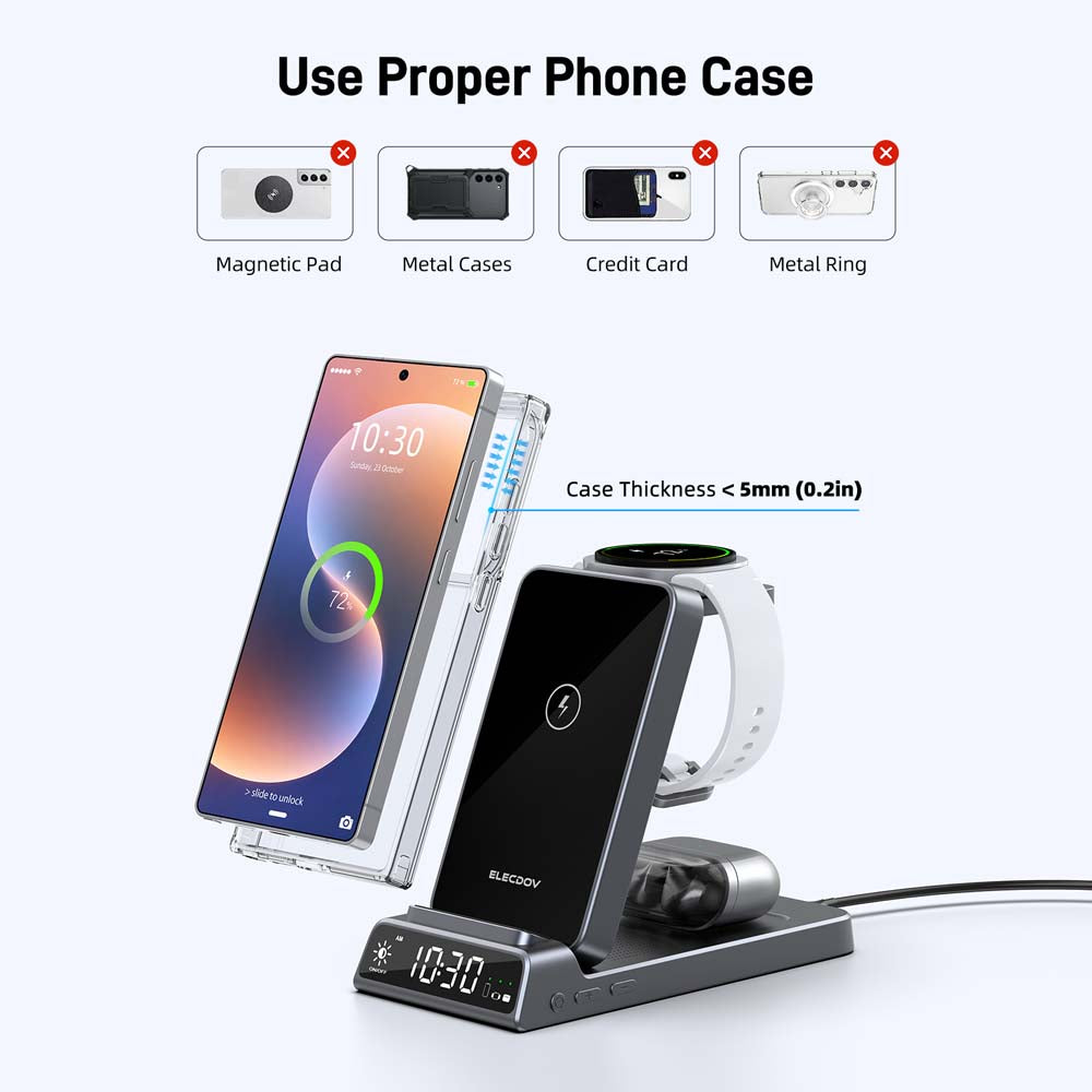 Elecdov CE20F 3 In 1 Magnetic Charging Supports charging with phone case