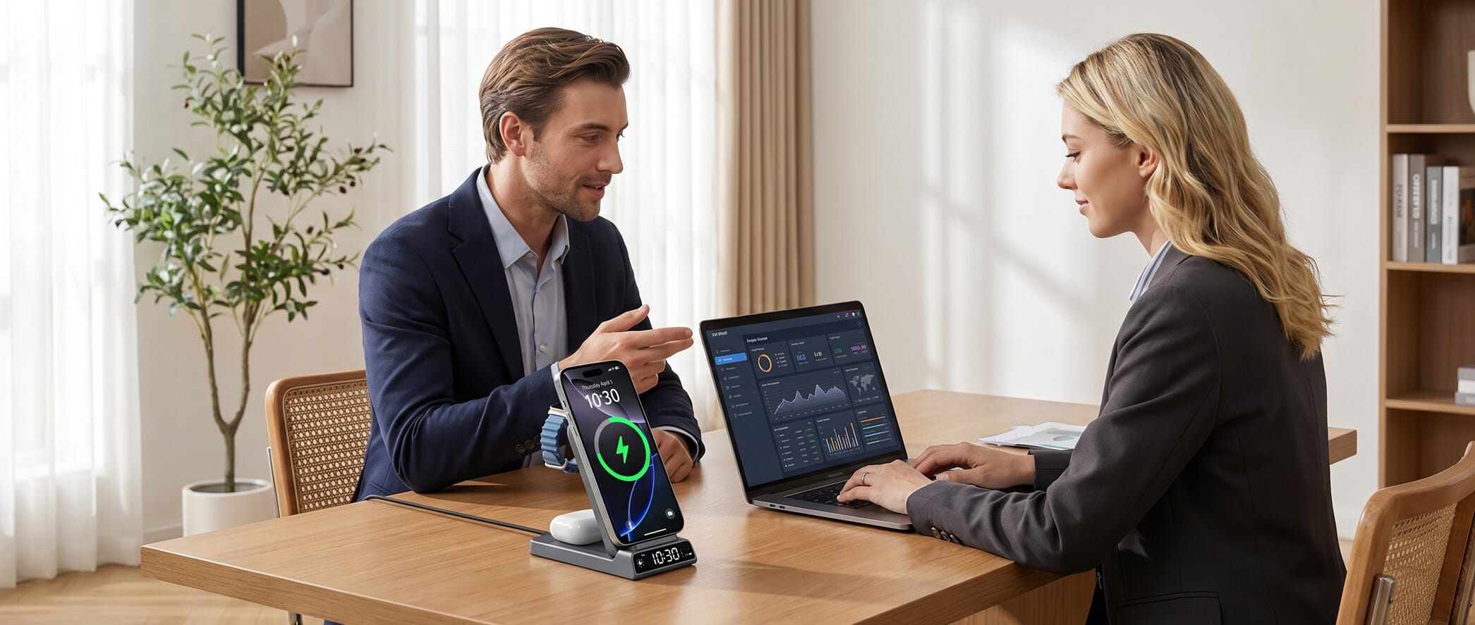 Elecdov CE19A wireless charging ecosystem in productive home office setting