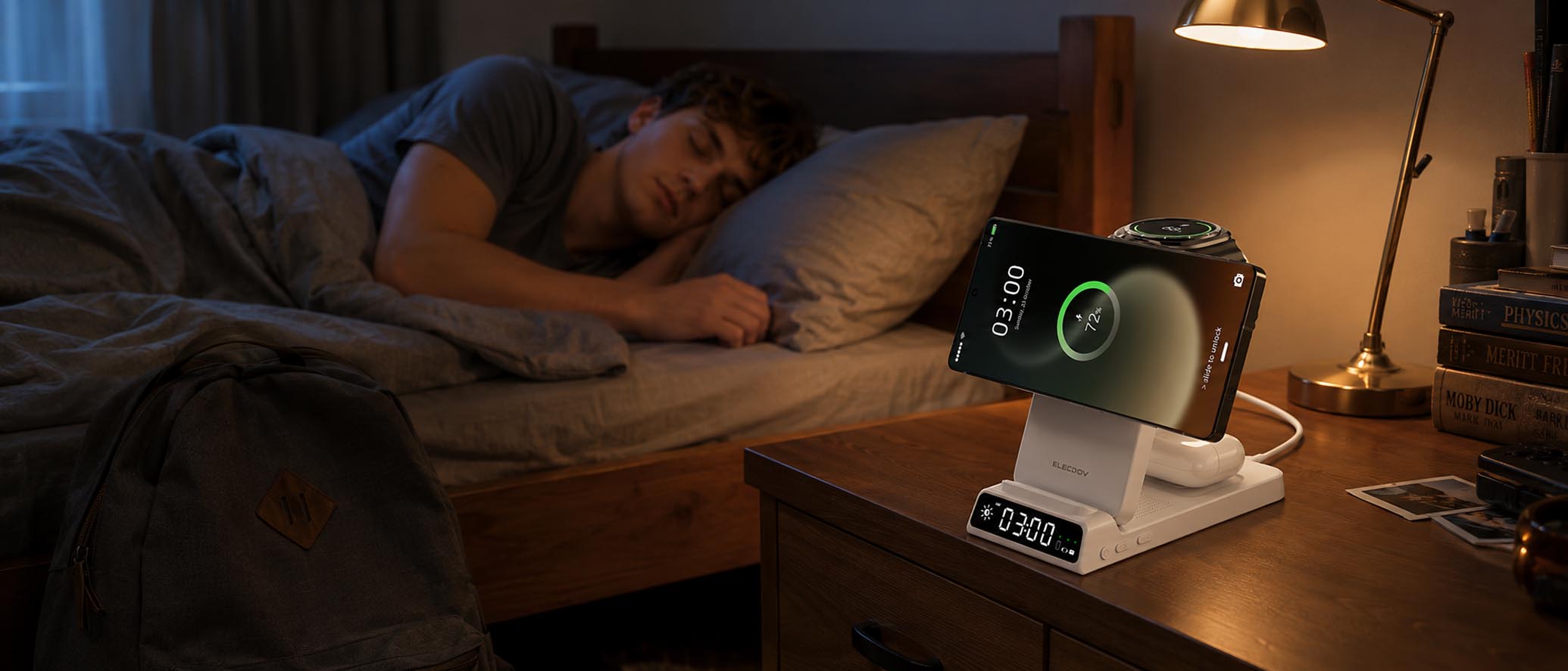 Elecdov CE20S 3-in-1 charging station bedside safe charging