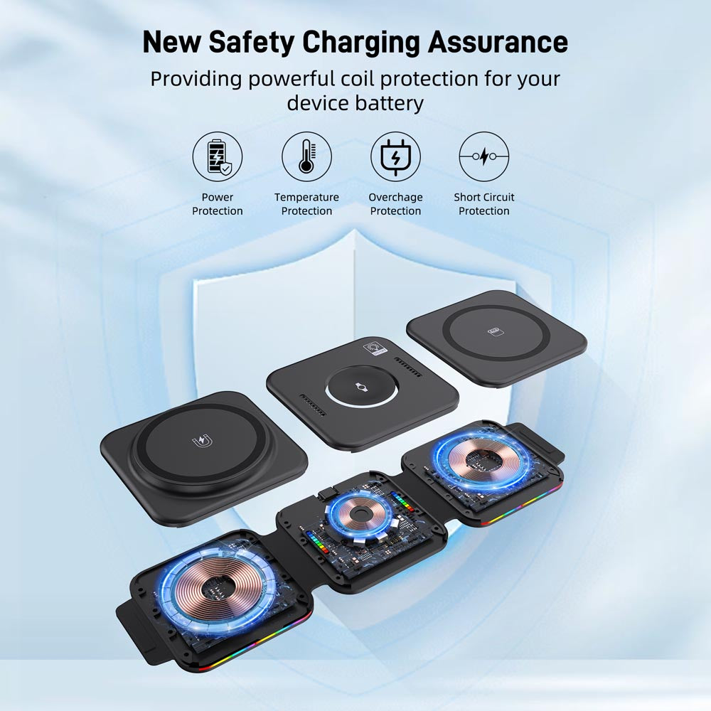 Elecdov F21 3 In 1 Foldable Wireless Charge Multiple Safety Protection