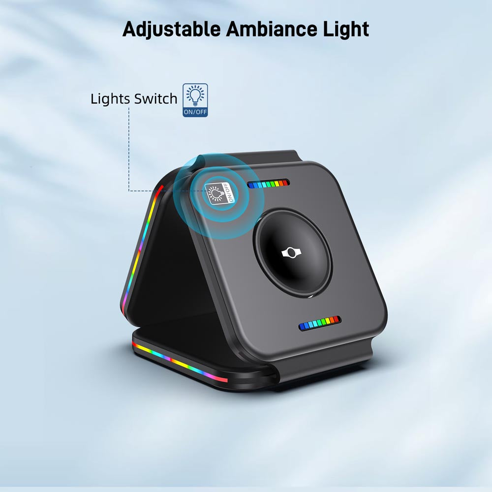 Elecdov F21 3 In 1 Foldable Wireless Charge Adjustable Ambiance Light