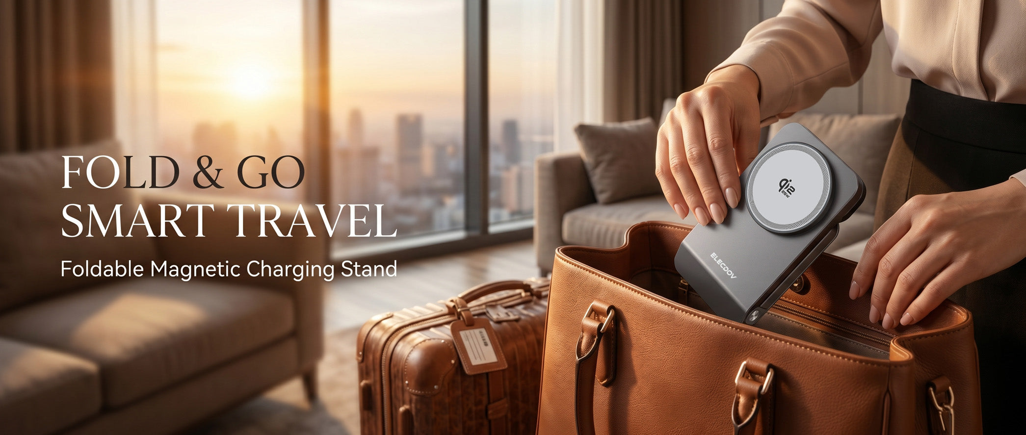 Foldable magnetic travel charger