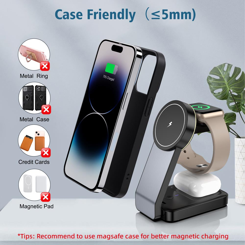 Elecdov W79 3 In 1 Magnetic Charging Station Wide Compatibility