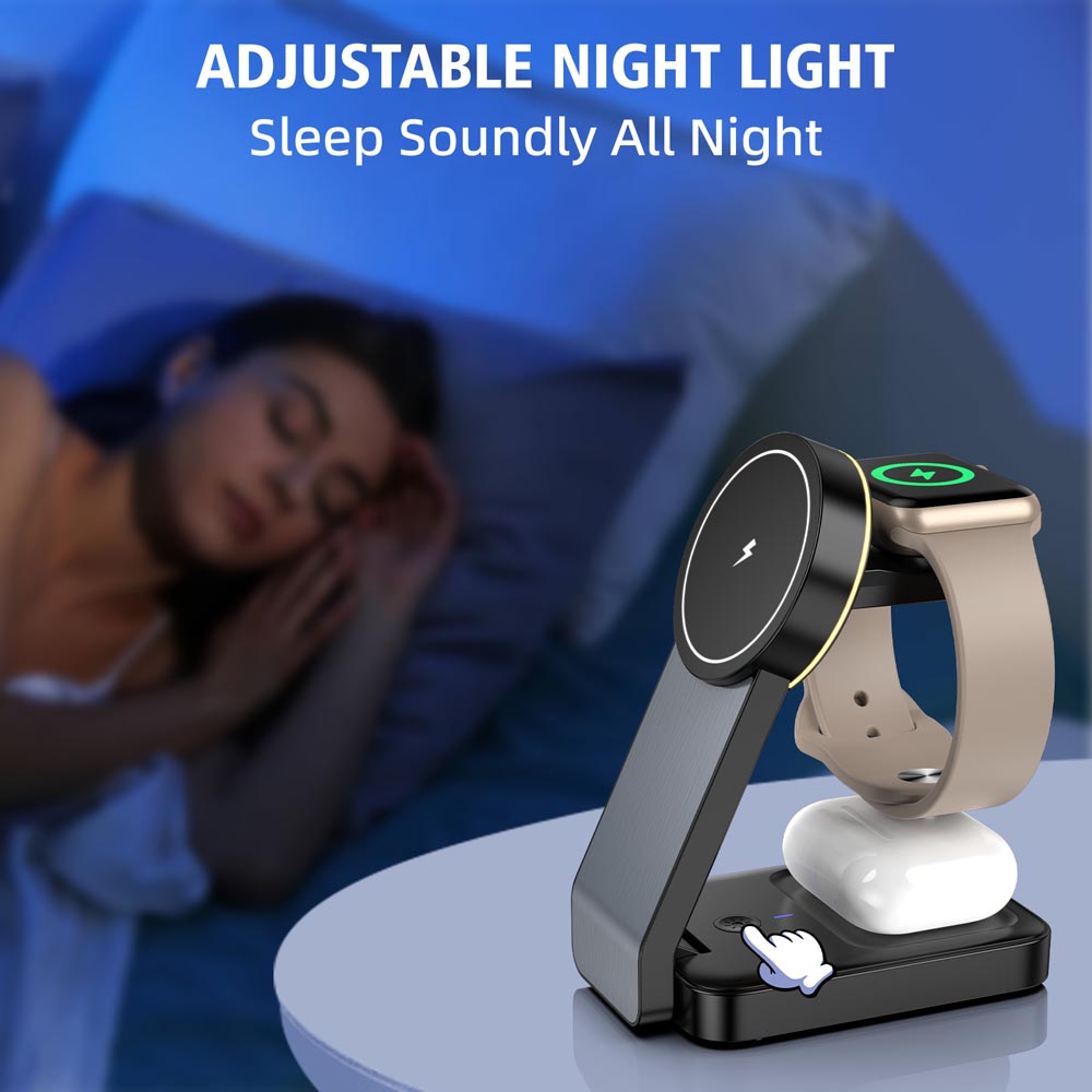 Elecdov W79 3 In 1 Magnetic Charging Station Adjustable night light