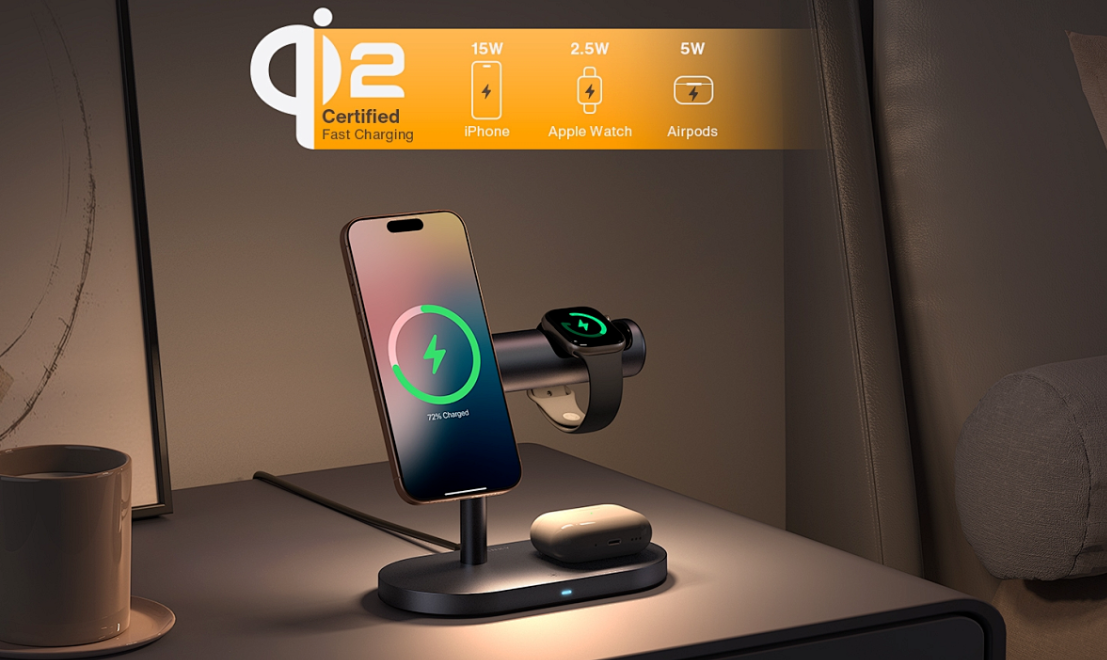 Qi2 Three-in-One Charging Station for Apple Devices