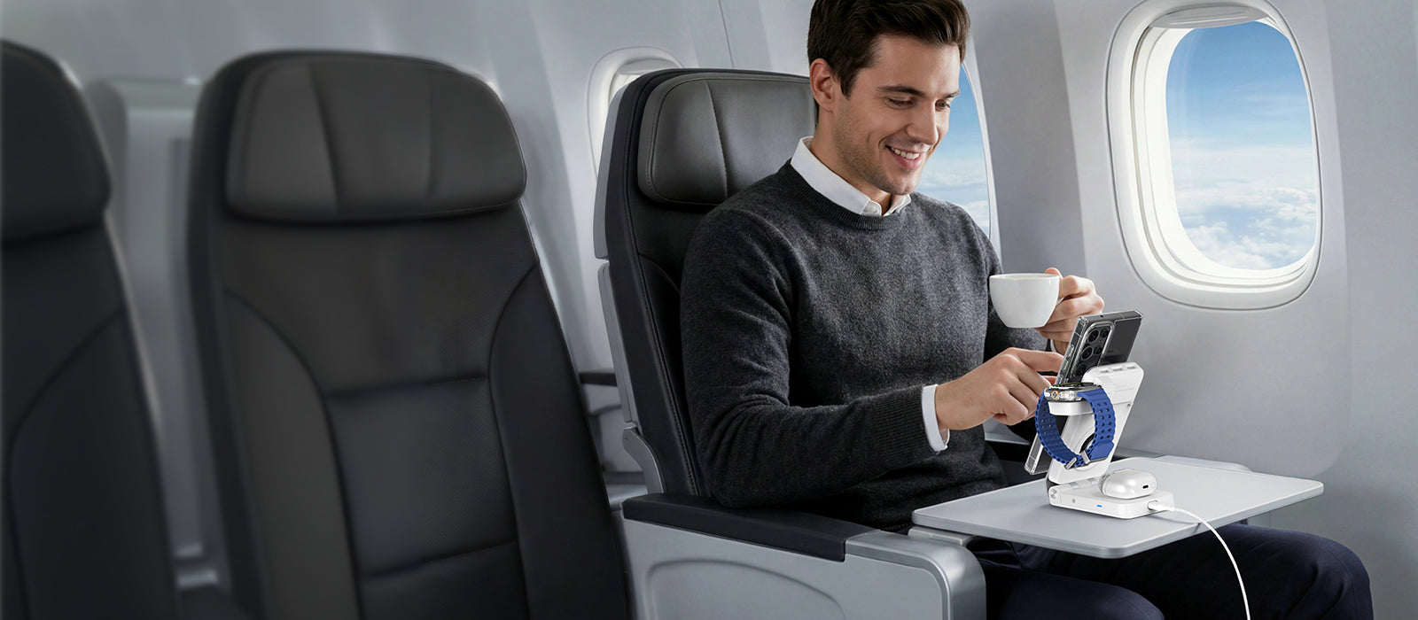 Travel wireless charging on airplane