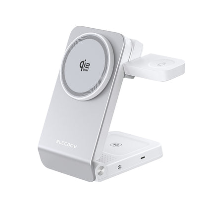 Elecdov W103S 3 In 1 Magnetic Charging Station for Samsung, Qi2 CertifiedCharger-white
