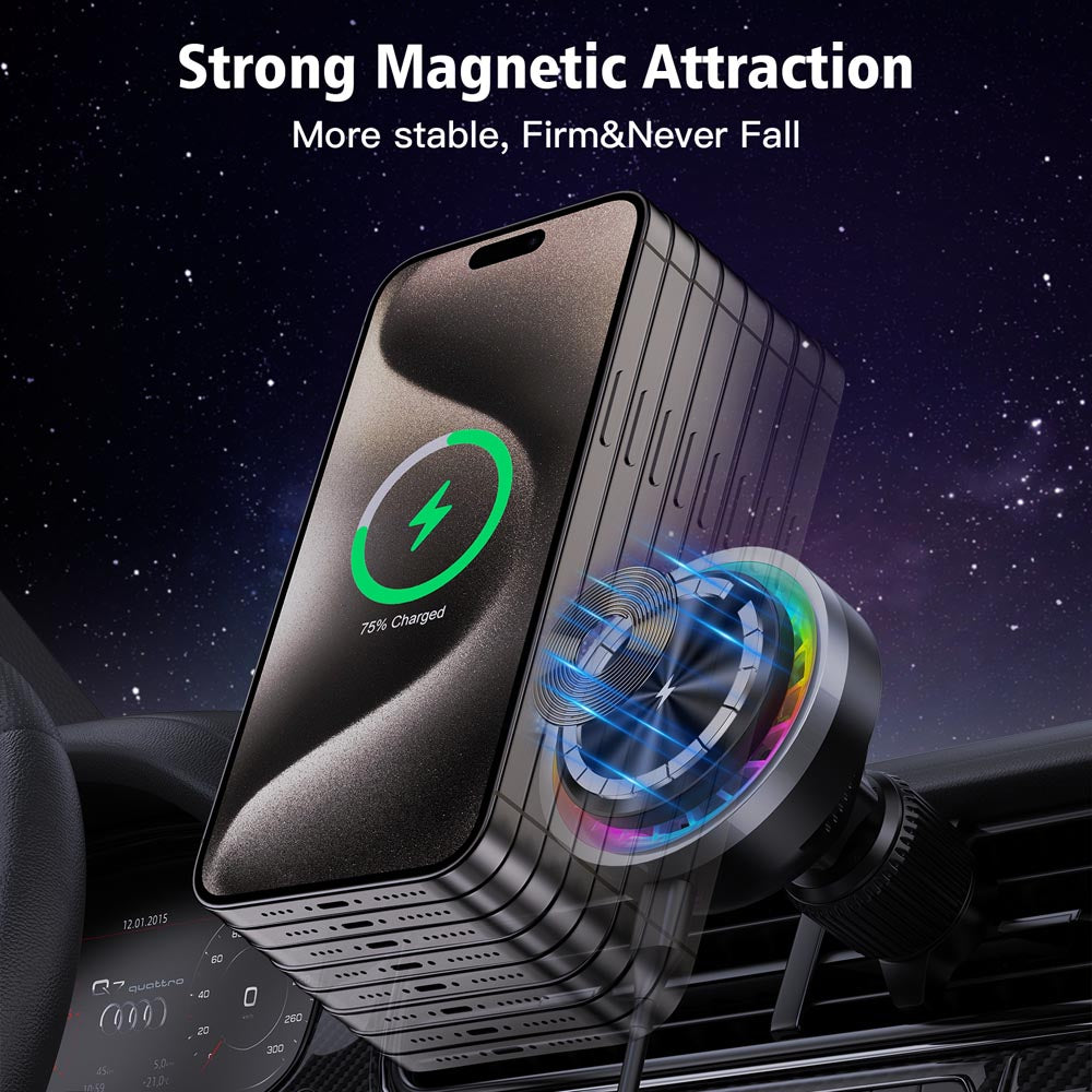 Elecdov CE05 Magnetic wireless car charger Strong Magnetic Attraction More stable, Firm&Never Fall