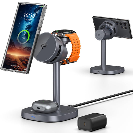 Elecdov 3 in 1 QI2 Magnetic Charging Station for Samsung