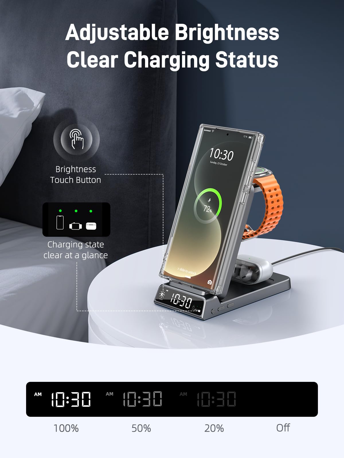 Magnetic Wireless Charger for Samsung, 3 in 1 MagSafe Charging Station for Samsung Galaxy Z Fold/Flip 7/S25 Ultra/S24 Ultra, Foldable Charger for Samsung Galaxy Watch Ultra/8/7/Galaxy Buds 3