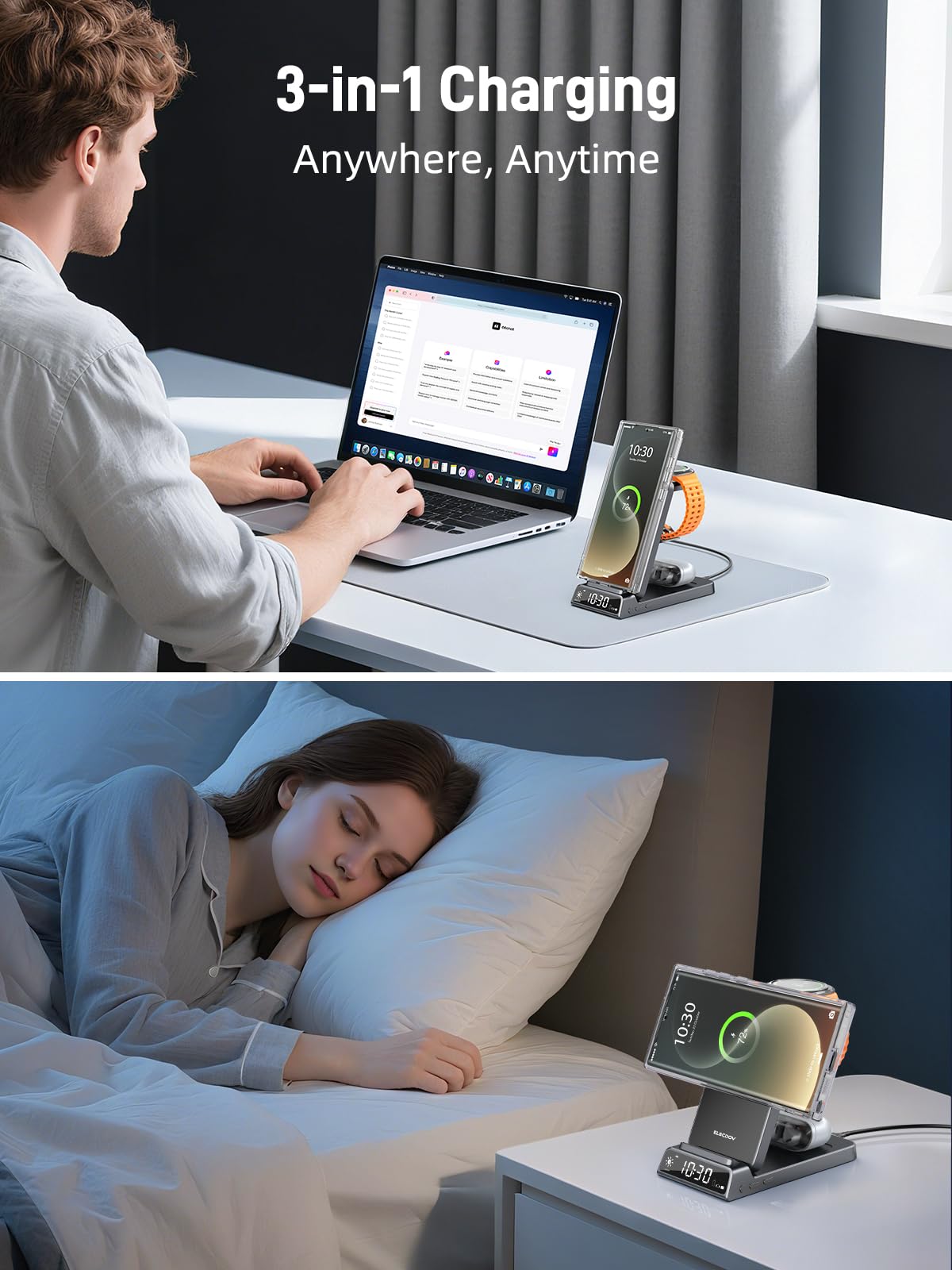 Magnetic Wireless Charger for Samsung, 3 in 1 MagSafe Charging Station for Samsung Galaxy Z Fold/Flip 7/S25 Ultra/S24 Ultra, Foldable Charger for Samsung Galaxy Watch Ultra/8/7/Galaxy Buds 3