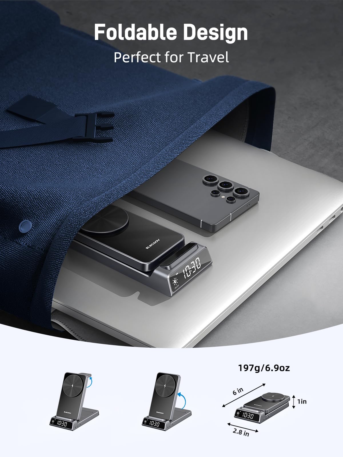 Magnetic Wireless Charger for Samsung, 3 in 1 MagSafe Charging Station for Samsung Galaxy Z Fold/Flip 7/S25 Ultra/S24 Ultra, Foldable Charger for Samsung Galaxy Watch Ultra/8/7/Galaxy Buds 3